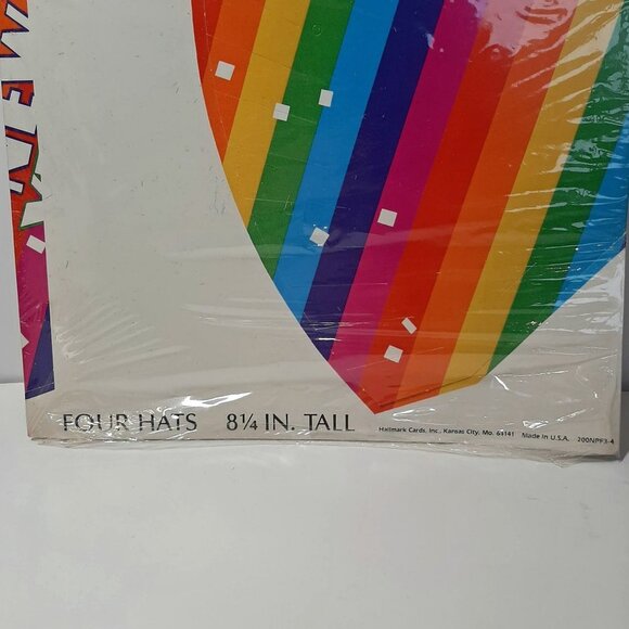 Vintage Hallmark New Year's Eve Party Cone Hats Pride Rainbow Striped Paper - Picture 4 of 10